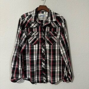 Chalc Men Multicolored Long Sleeves Collared Button Down Cotton Blend Shirt Sz M